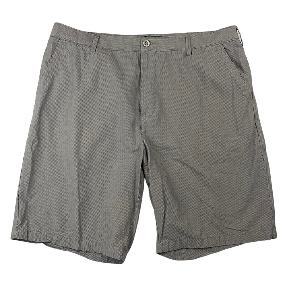 Apt. 9 Gray Striped Chino Shorts Active Waistband Sz 40 Flat Front 11" Inseam